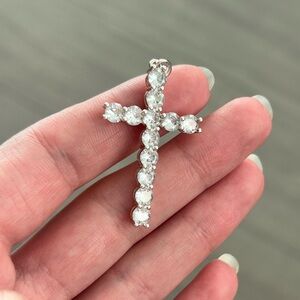 Silver Plated Cross Pendant with Cubic Zirconia
